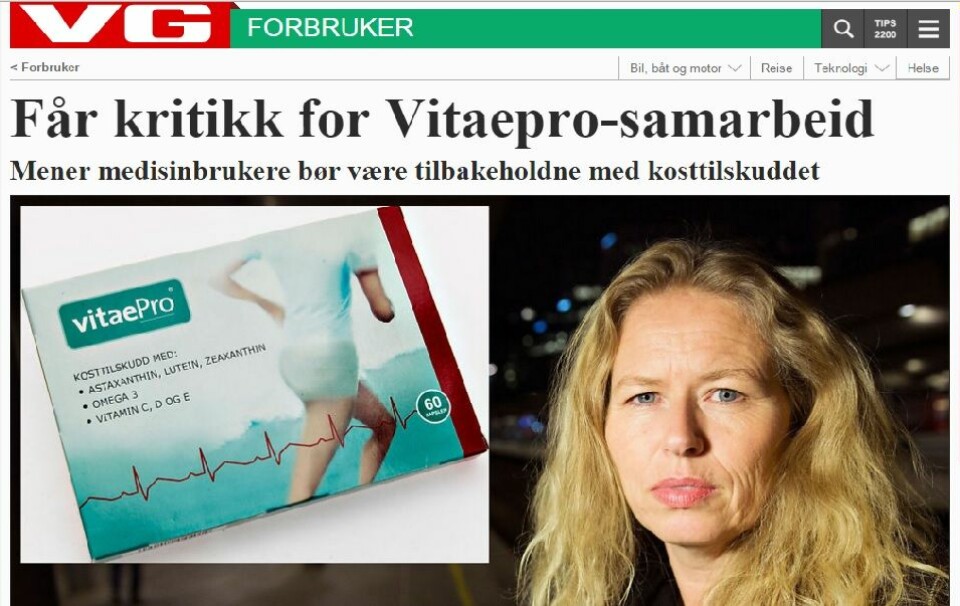 Skjermdump fra VG. På bildet generalsekretær Tone Granaas i Norsk Revmatikerforbund.