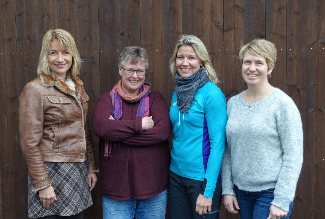 Fra venstre, Helene Kjørven Haug, ph.d. i religionspsykologi, Religionspsykologisk senter, Sykehuset Innlandet, Hilde N. Teige, avdelingsoverlege, Hernes Institutt, og fysioterapeutene Bente Rudquist og Therese Otterlei. Fra venstre, Helene Kjørven Haug, ph.d. i religionspsykologi, Religionspsykologisk senter, Sykehuset Innlandet, Hilde N. Teige, avdelingsoverlege, Hernes Institutt, og fysioterapeutene Bente Rudquist og Therese Otterlei.