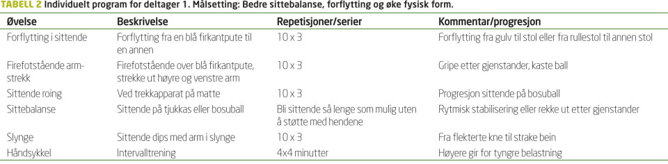 Unge voksne med fysiske funksjonsnedsettelser: Intensiv motorisk trening i gruppe