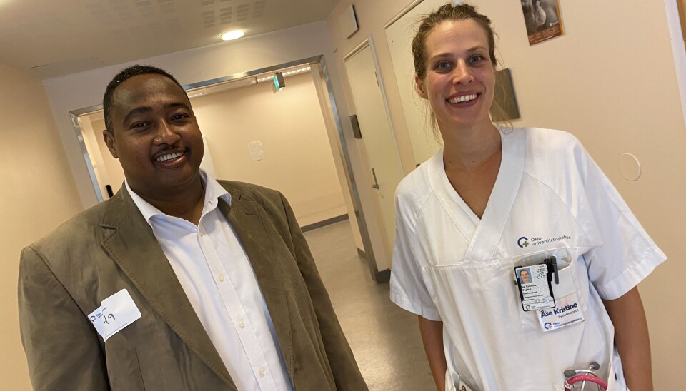 Da Sadiq Aded ble friskere, ville han trene mest mulig. Her sammen med fysioterapeut Åse Kristin Waglen. Da Sadiq Aded ble friskere, ville han trene mest mulig. Her sammen med fysioterapeut Åse Kristin Waglen.