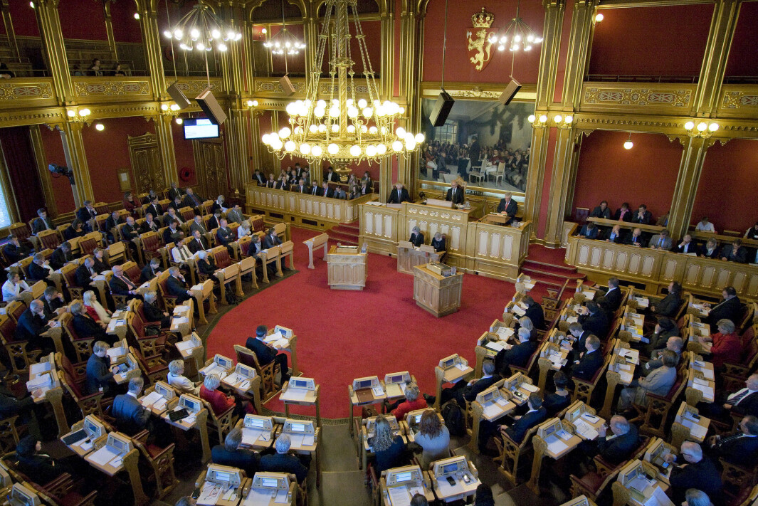 Fra Stortingssalen under en budsjettdebatt. Fra Stortingssalen under en budsjettdebatt.