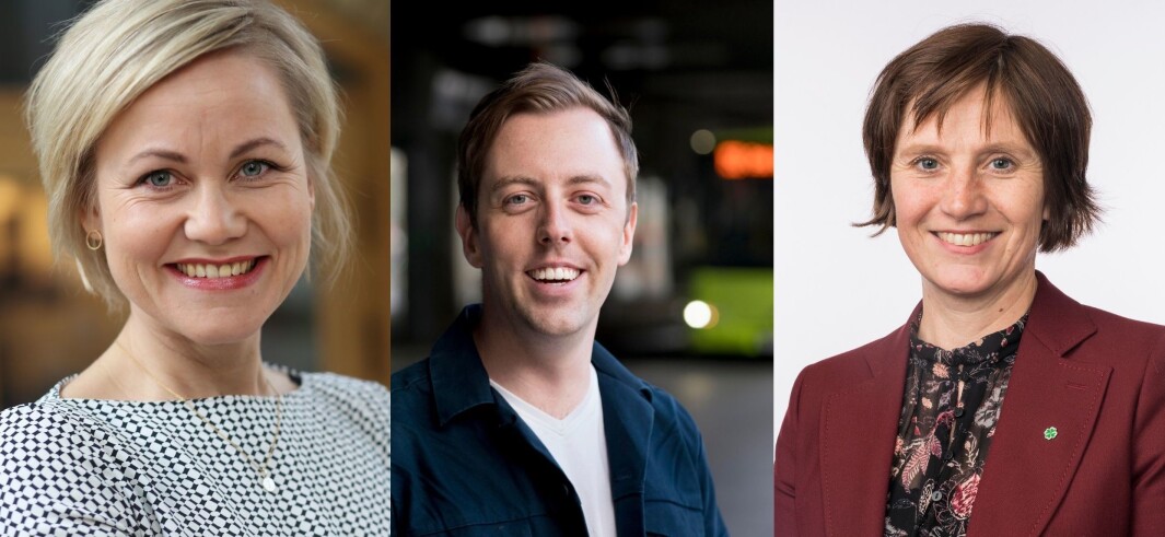 Fra venstre: Ingvild Kjerkol (Ap), Nicholas Wilkinson (SV) og Kjersti Toppe (Sp). Fra venstre: Ingvild Kjerkol (Ap), Nicholas Wilkinson (SV) og Kjersti Toppe (Sp).