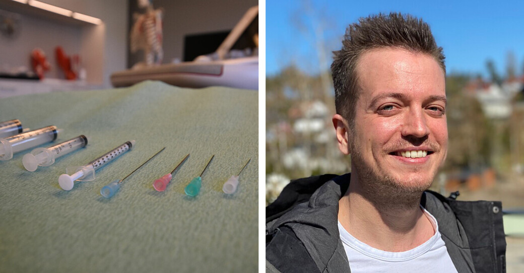Joakim Moestue Halvorsen jobber som fysioterapeut ved Forsterket Rehabilitering Aker og setter selv injeksjoner. Joakim Moestue Halvorsen jobber som fysioterapeut ved Forsterket Rehabilitering Aker og setter selv injeksjoner.