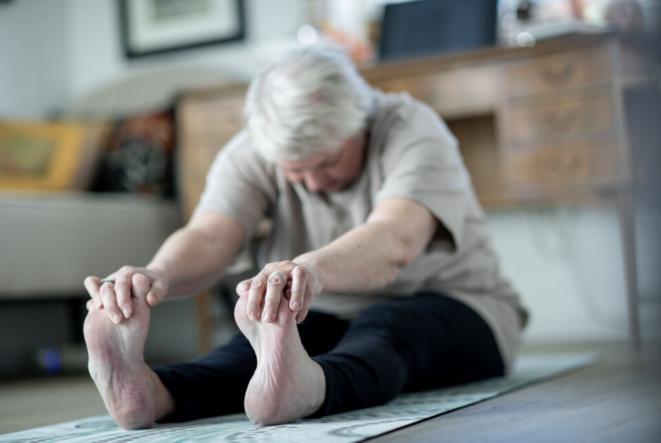 Yogaøvelser gjør Festvåg godt. Hun forteller at hun nesten har blitt «avhengig» av denne treningsformen.