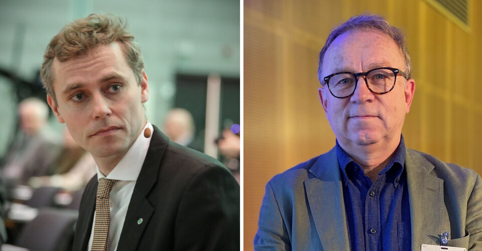 NTNU-professor Ottar Vasseljen (t. h) er kritisk til at regjeringen og statsråd Ola Borten Moe har sparket styret i Norges forskningsråd.