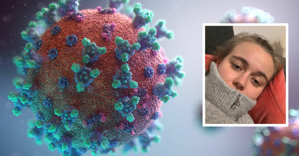 Fysioterapistudent Lisa Leikanger (innfelt) sliter fortsatt med ettervirkninger av covid-19-viruset.