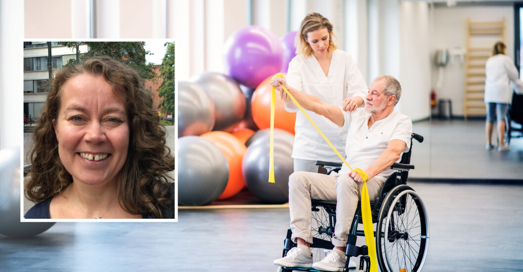 Den gode relasjonen med fysioterapeuten antas å være viktig for pasientens opplevelse av motivasjon, medvirkning og mestring etter slag, forteller stipendiat Liss Marita Solbakken (innfelt). Den gode relasjonen med fysioterapeuten antas å være viktig for pasientens opplevelse av motivasjon, medvirkning og mestring etter slag, forteller stipendiat Liss Marita Solbakken (innfelt).