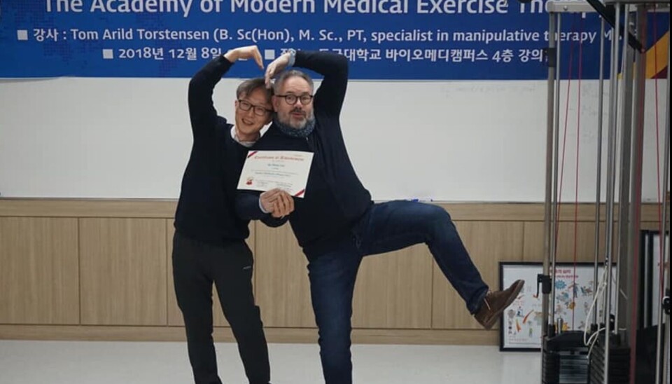 Metoden Medisinsk Trenings Terapi (MTT) har vært sentral i Torstensens yrkesliv, og han reist verden rundt for å holde kurs. Her fra Seoul, Sør Kora