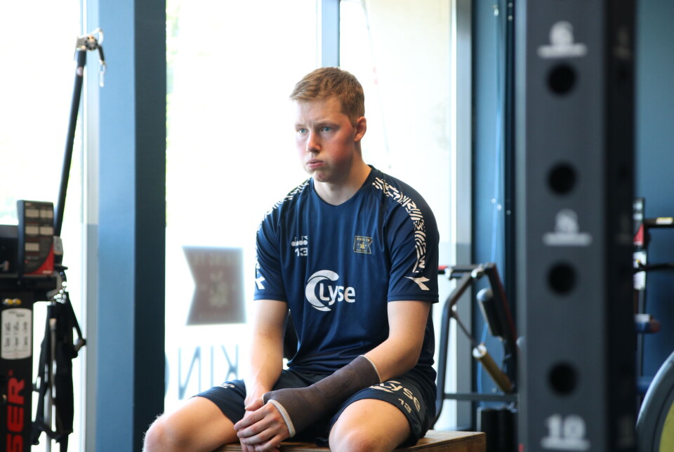 EN PUST I BAKKEN Keeper Magnus Rugland Ree tar en hvil etter solid innsats i gymmen.