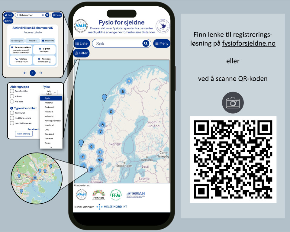 Illustrasjon av nettsiden med QR-kode